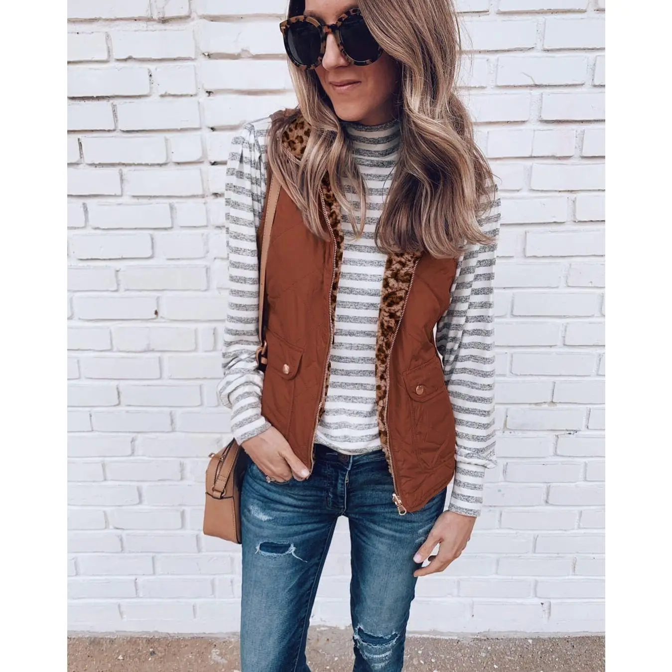 Brick red double sided leopard print