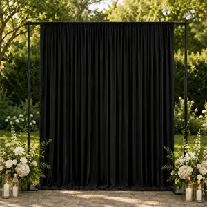 10ft x 10ft Spandex Backdrop Curtain Black, 4-Way Stretch Wrinkle-Free Photo Booth Backdrop with Rod Pockets for Wedding & Events