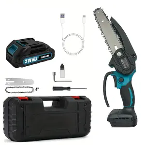 Mini cordless portable chainsaw, 6-inch and 4-inch electric chainsaw, with USB rechargeable battery, battery-powered handheld saw Cutting, for pruning trees, is the perfect gardening tool for men, dads and husbands, Tool Box