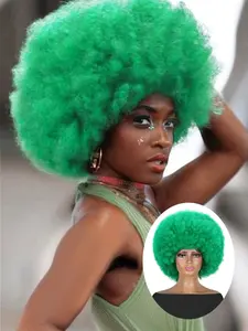 12-Inch Bright Explosive Hair Synthetic wigs, Voluminous Curly Design, Party Cosplay, Breathable, Unisex, All Seasons