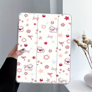 Kawaii Cat Y2K iPad Case transparent acrylic hard back panel, with pencil slot，suitable for ipad mini pro air. Scratch-resistant ultra-thin protective case, shock-resistant full cover protective case suitable for offices schools and homes