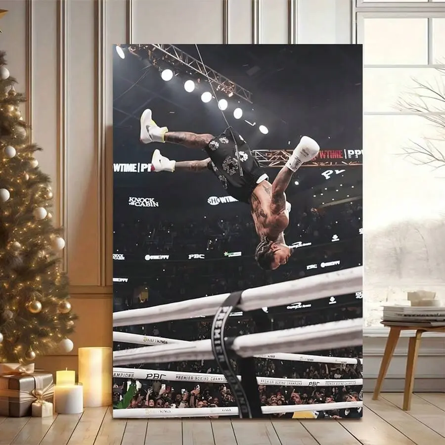 Gervonta Davis Boxing Canvas Wall Art Print - 12x18 in (30x45 cm) Print Design, Decorative Sports Inspirational Poster, Athlete Classroom Dining Room Home Decor Accent