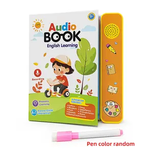 English Electronic Book Smart Toy with Audio Reading, Interactive Learning Device for Kids, Includes Erasable Pen, No Batteries Included
