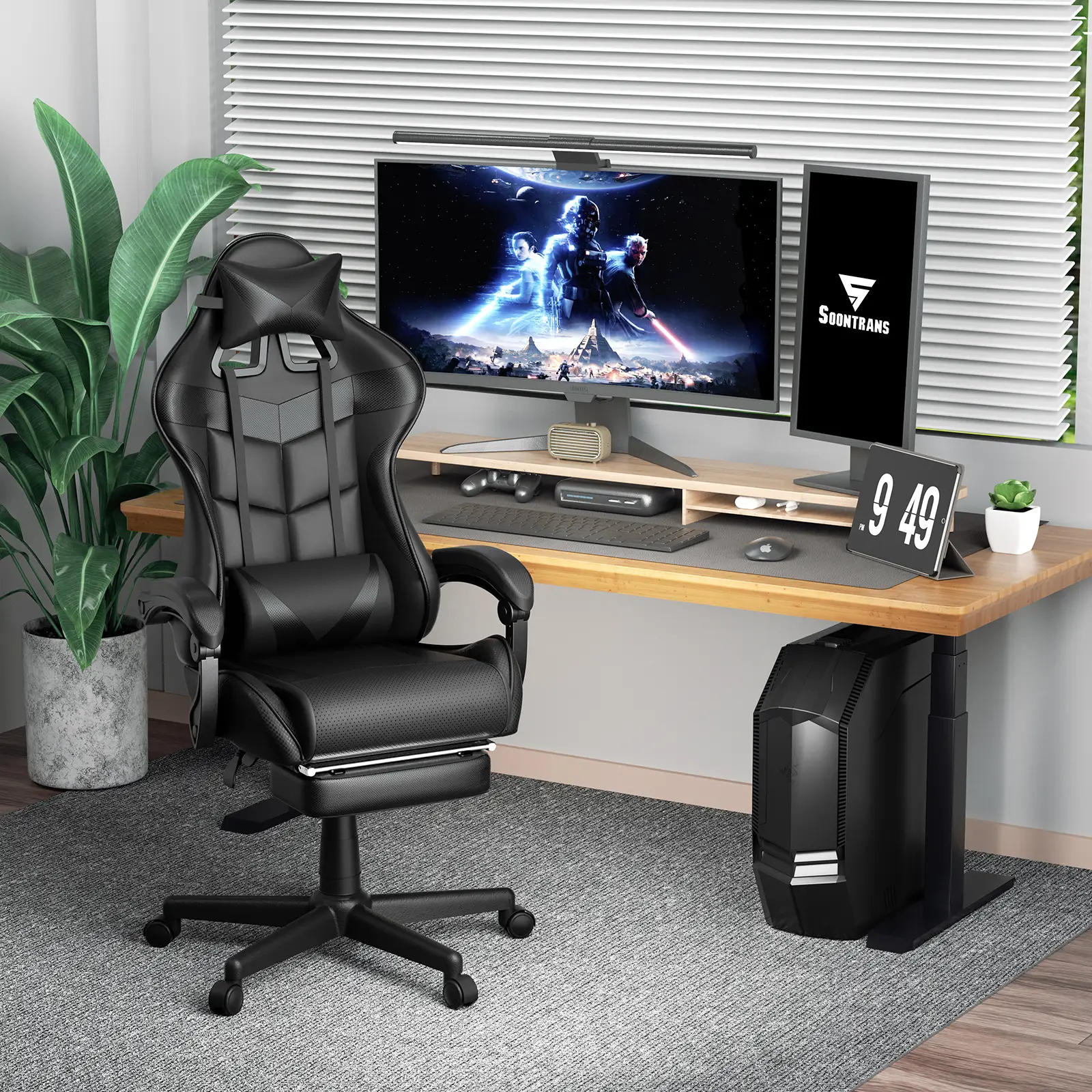 [Soontrans] Mystical Purple Gaming Chair Extra-Wide Seat Ppad Premium Gaming Chairs -Video Game Chairs with Adjustable Headrest, Removable Lumbar Supp