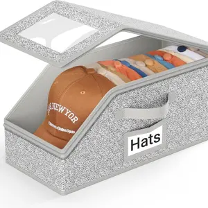 Stackable Baseball Cap Storage Box, Cap Organizers, Holds Up to 24 Hats – Durable Foldable Cardboard Organizer, Large Capacity Hat & Toy Storage Solution, Versatile Home & Bedroom Organizer, Dustproof, Space Saving, Collapsible Storage Boxes