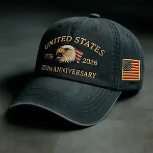 250th Anniversary Embroidered Trucker Hat U.S. Tribute Retro Cap with Eagle and American Flag Design 1776 2026
