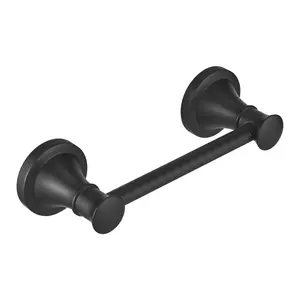 BESy Wall Mounted Toilet Paper Roll Holder Rustproof Toilet Tissue Paper Holder Bathroom Flexible Pivoting Tissue Handle Toilet Tissue Roll Holder, Matte Black, Stainless Steel