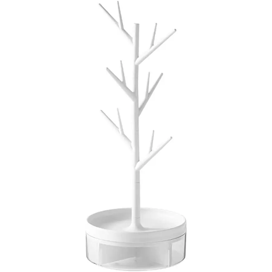 Rotating Jewelry Tree Tower with Storage Box, Jewelry Holder Organizer for Rings, Earrings, Necklaces & Bracelets - Home Organizer for Multi-Room Use, Home Jewelry Organizer
