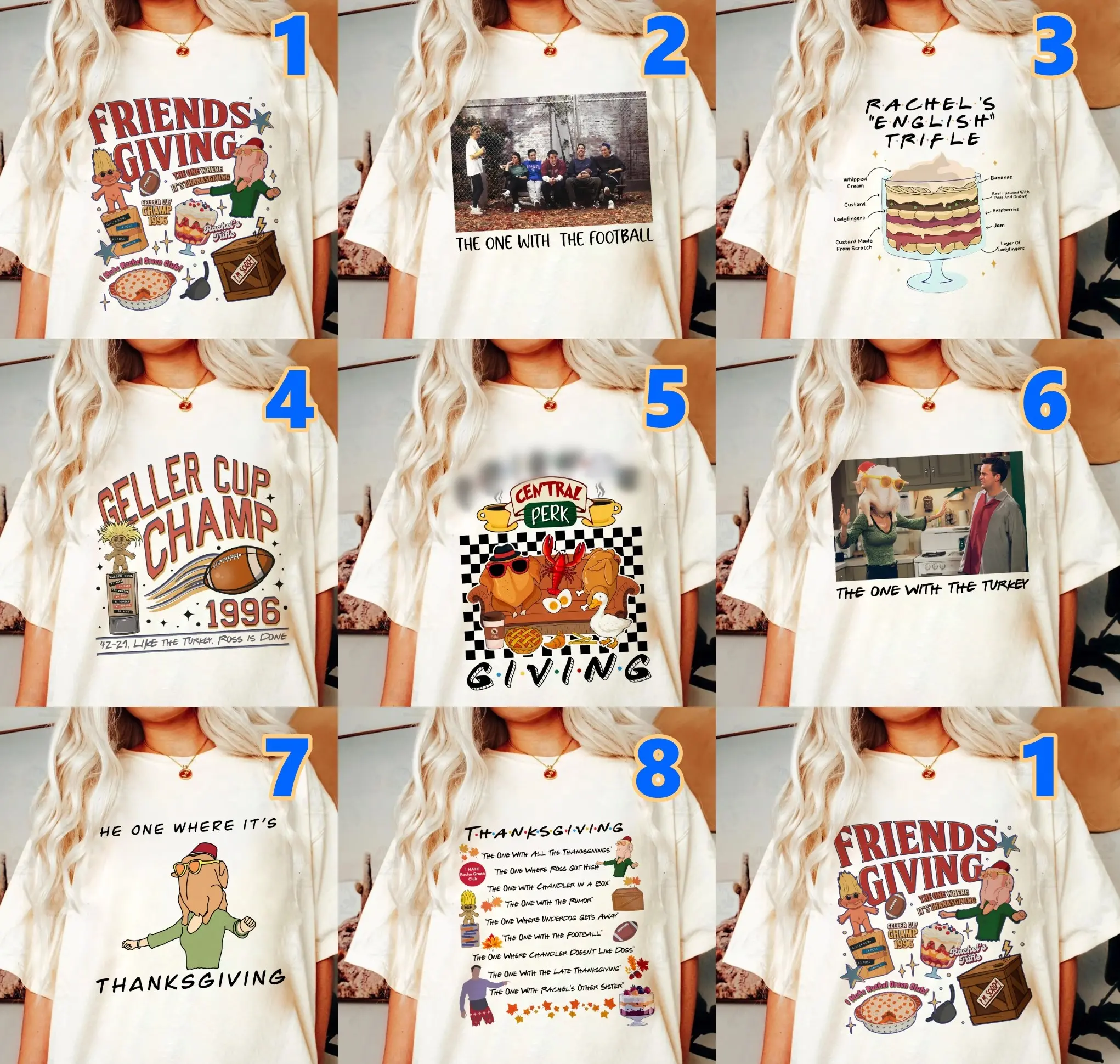 [Collection 3] Friendsgiving 90s Nostalgia Shirt, Geller Bowl Friendsgiving Shirt, English Trifle shirt, Rachel's Trifle T-shirt, Thanksgiving TV Shows Womenswear Top Streetwear Tshirt Collection