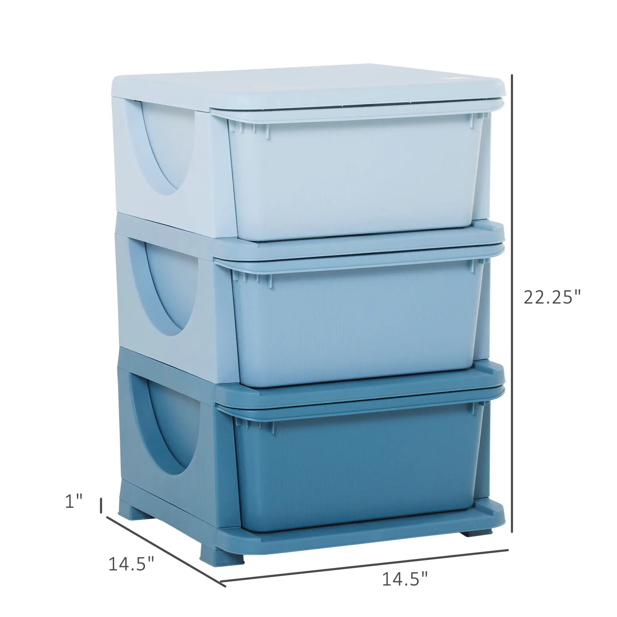 3 Tier, 3 Drawers, Blue