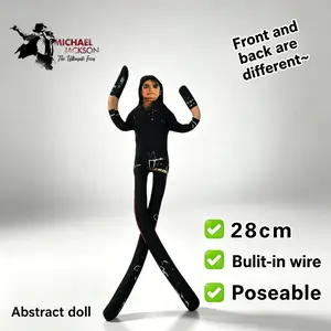 2pc  MJ Articulated Plush Doll, Jointed Michael Jackson Poseable Celebrity Figure, Music Fan Desktop Collectible Ornament, Cool Role Play Toy Perfect Gift for Michael Jackson Fans