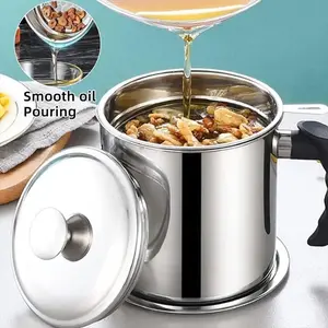 Stainless Steel Oil Dispenser with Tray and Lid, Kitchen Oil Container, Olive Oil Bottle, Cooking Essentials, Kitchen Gadgets, Food Grade
