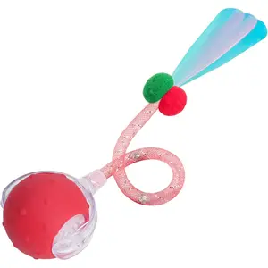 Interactive  Toys Ball for Indoor Cats, 2025  Generation Automatic Moving Ball  with Elastic Mesh Tail, Chirping & Obstacle Avoidance and Motion Activated, Red?Rechargeable?