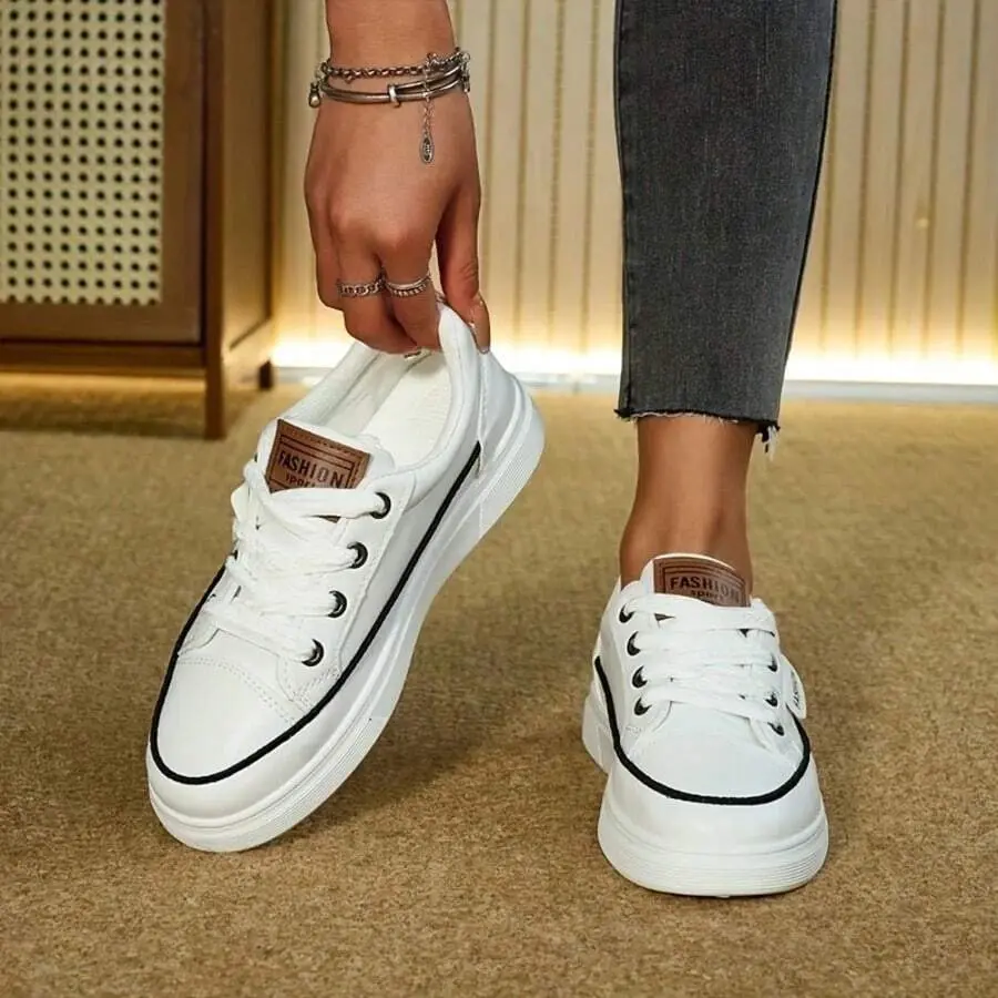Newest Women's Shoes In 2025, White Sneakers Are Very Suitable For All Seasons. Breathable And Fashionable, Versatile. Used For Fitness, Skipping Rope, Running ,  Light And Soft, Can Bring You Comfort And Stability. Golf Shoes. Thick-Soled Shoes