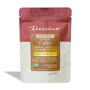 Teeccino Instant Miraculous Mushrooms Herbal Coffee Adapt & Protect USDA Organic Caffeine Free Prebiotic 3.53 oz
