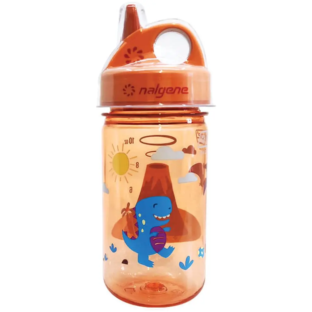 Nalgene Grip-n-Gulp Sustain Water Bottle - 342741 Model, Orange Volcano Color, High-Performance, Kids-Friendly, Odor Resistant, Residue Resistant, Resin Powered