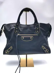 Pre-owned Balenciaga Lambskin Shoulder Bags Classic Metallic Edge City Black Studded Woven Biker Crossbody Bag