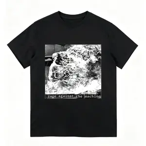 Rage Against The Machine Iconic Logo T-Shirt Medium Size Tribute to Thich Quang Duc's Self Immolation 1963 Band's Debut Album Artwork casual graphic short sleeve tee menswear graphic t-shirt Men's Soft Cotton Crewneck T-Shirts adult funny t-shirt