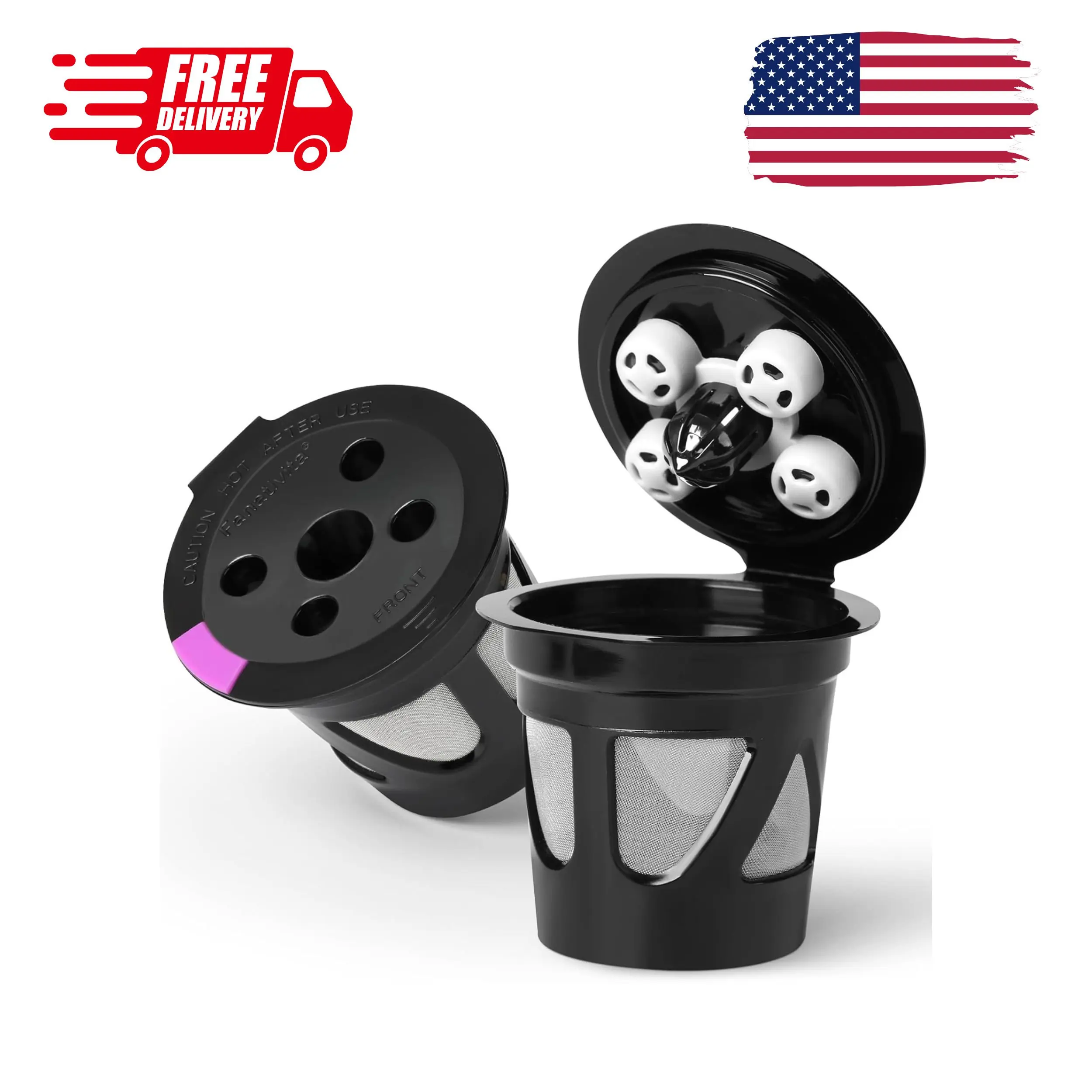 Reusable K Cups for Keurig, 2-Pack Refillable Coffee Pods with 5 Holes