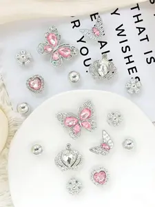 16-Piece Foot Accessories Set with Butterfly Crown & Diamond Decorations, Detachable Parts for Sports Shoes, Sandals, Beach Shoes, Rhinestone Shoes Charms