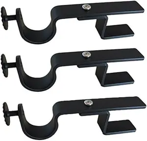 NoNo Bracket - No Drill Curtain Rod Bracket Attachment for Blinds (Black Set of 3)