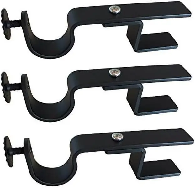 NoNo Bracket - No Drill Curtain Rod Bracket Attachment for Blinds (Black Set of 3) NoNo Bracket - No Drill Curtain Rod Bracket Attachment for Blinds (Black Set of 3)