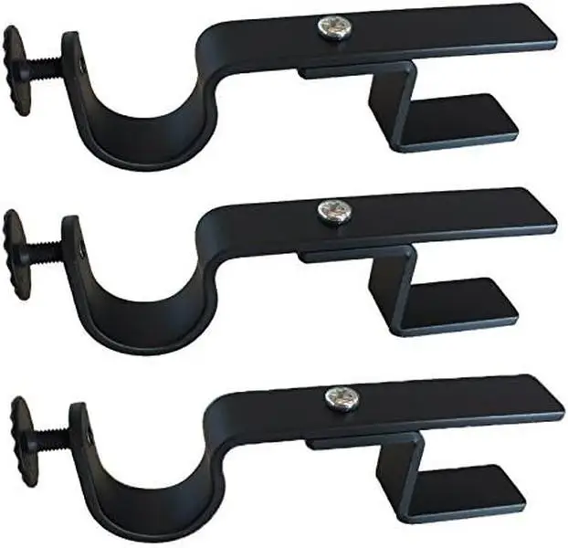 NoNo Bracket - No Drill Curtain Rod Bracket Attachment for Blinds (Black Set of 3)