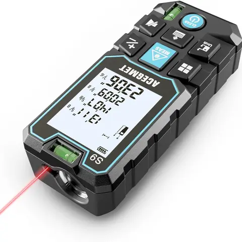 Laser Measure Device S9 ,229ft Digital Laser Tape Measure with 2 Bubble Levels, LCD Backlit Display, IP54 Waterproof, Pythagorean Mode for Distance, Area, Volume Industrial Home ,Men  Gifts