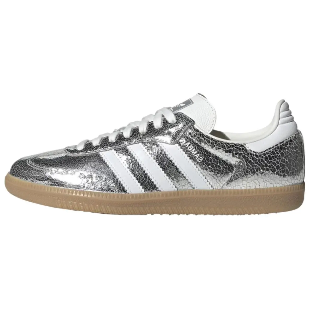 Women's Adidas Originals Samba OG Low-Top Sneakers - Silver, Round Toe Shape, Comfortable Minimalist Design, Ideal for Casual Wear, Skateboarding