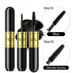 Double-headed curling mascara, waterproof and long-lasting hold, defines and curls each lash, smudge-resistant, buildable for volumizing and lengthening effect, perfect for party makeup.