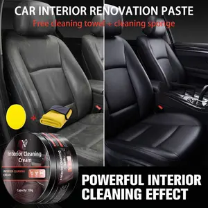 Car Plastic Restorer Crystal Clear Auto Interior Leather & Panel Renewal Wax Coating Agent Back To Black Gloss Car Wax Polish Care Kit Autocare Free sponge + towel
