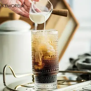 4pcs, 16oz Hobnail Drinking Glasses With Glass Straws, Stackable Cups For Bar, Cocktails, And Beverages, Ideal For Iced Coffee, Beer, Juice, And Water, Pleasing And Durable Glassware