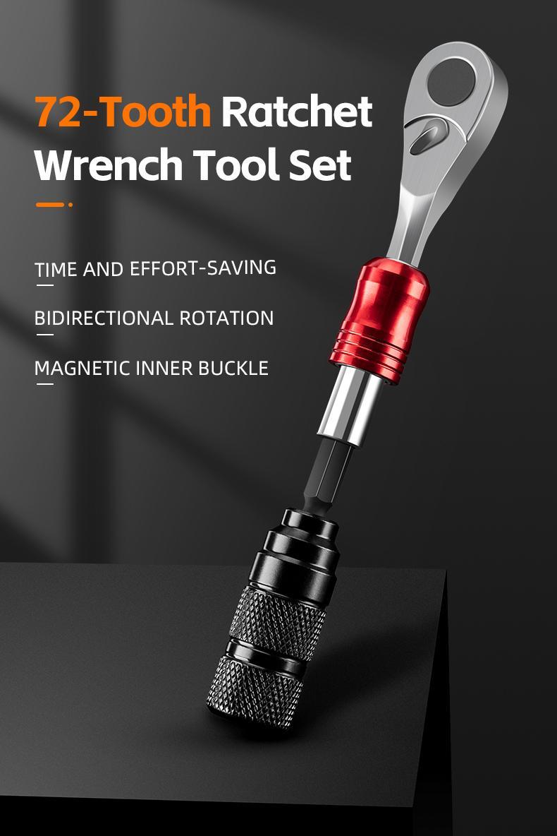 ROCKBROS 72-Tooth Ratchet Wrench Tool Set 2.5-8mm Allen Hex Torx Sockets for Road Mountain Bike Maintenance Detachable Design Easy Carry