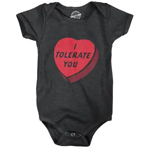 I Tolerate You Baby Bodysuit Funny Valentines Day Candy Heart Graphic Jumper Funny Baby Onesies Love Clothes for Baby Funny Nerd Onesie Novelty Onesie Black