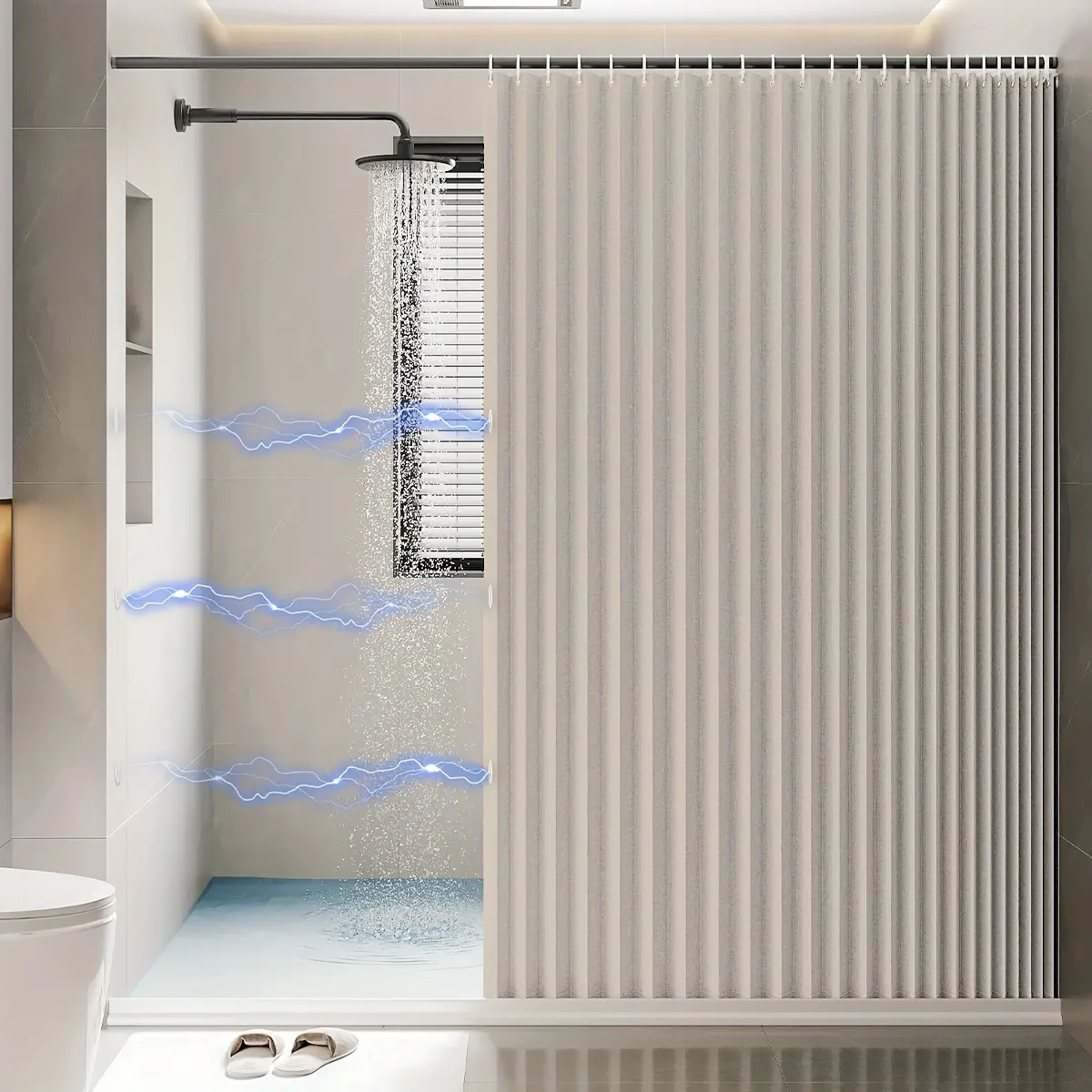 HOT 1pc Premium Folding Shower Curtain - Strong Magnetic Suction  Waterproof & Privacy-Enhancing - Stylish Toilet Partition for Modern Bathrooms - Space-Saving  Easy Install Bathroom Accessory