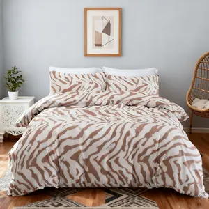 Zebra Print Bedding Set, 3 Piece Set Including Duvet Cover and 2 Pillowcases, Soft Comfort Home Bedroom Decor, All Seasons Use