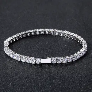 Bling Hip-hop style 5mm6mm spring clasp high-end hip-hop tennis chain micro-inlaid single-row zircon bracelet