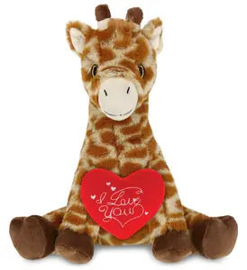 PLUSH I LOVE YOU RED HEART - ECO FRIENDLY SUPER-SOFT PLUSH - GIRAFFE 10"