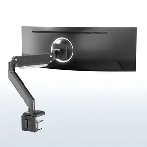 Pneumatic Arm Single Monitor Desk Mount with USB Ports - Up to 49" Screens