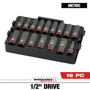 Milwaukee 49-66-6818 16PC Impact Duty Socket 1/2” Drive MM TRAY Set