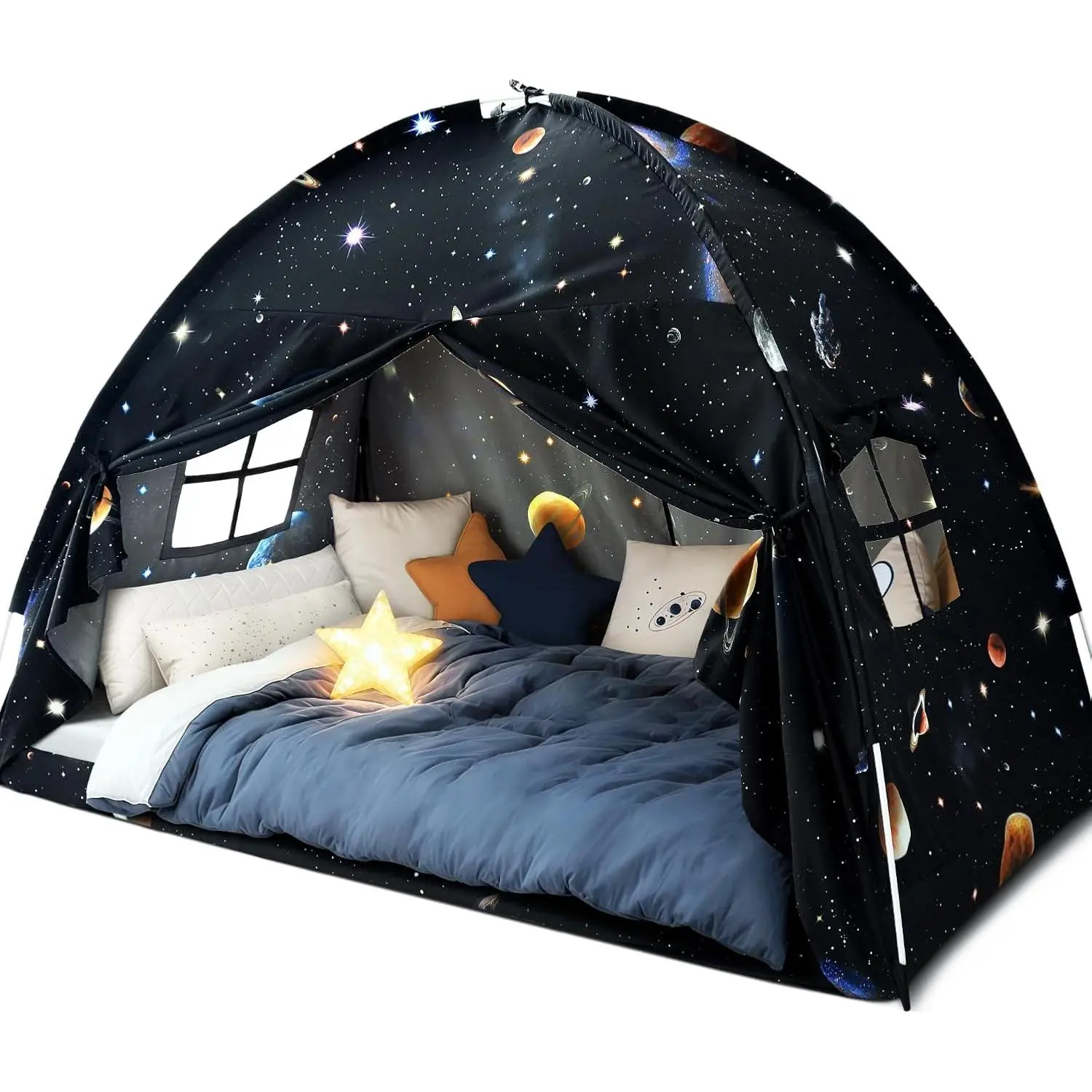 Bed Toddler Canopy Tent, Kids Indoor Canopy Privacy Space Sleeping Playhouse Blackout Bunk Bed Tents Twin Size (Galaxy Tent) for Boys Girl Birthday, Christ