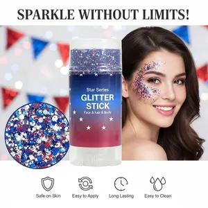 4th of July Glitter Stick | Red, White & Blue Body & Hair Sparkle for Independence Day Party, Festival & Fun Holiday Look