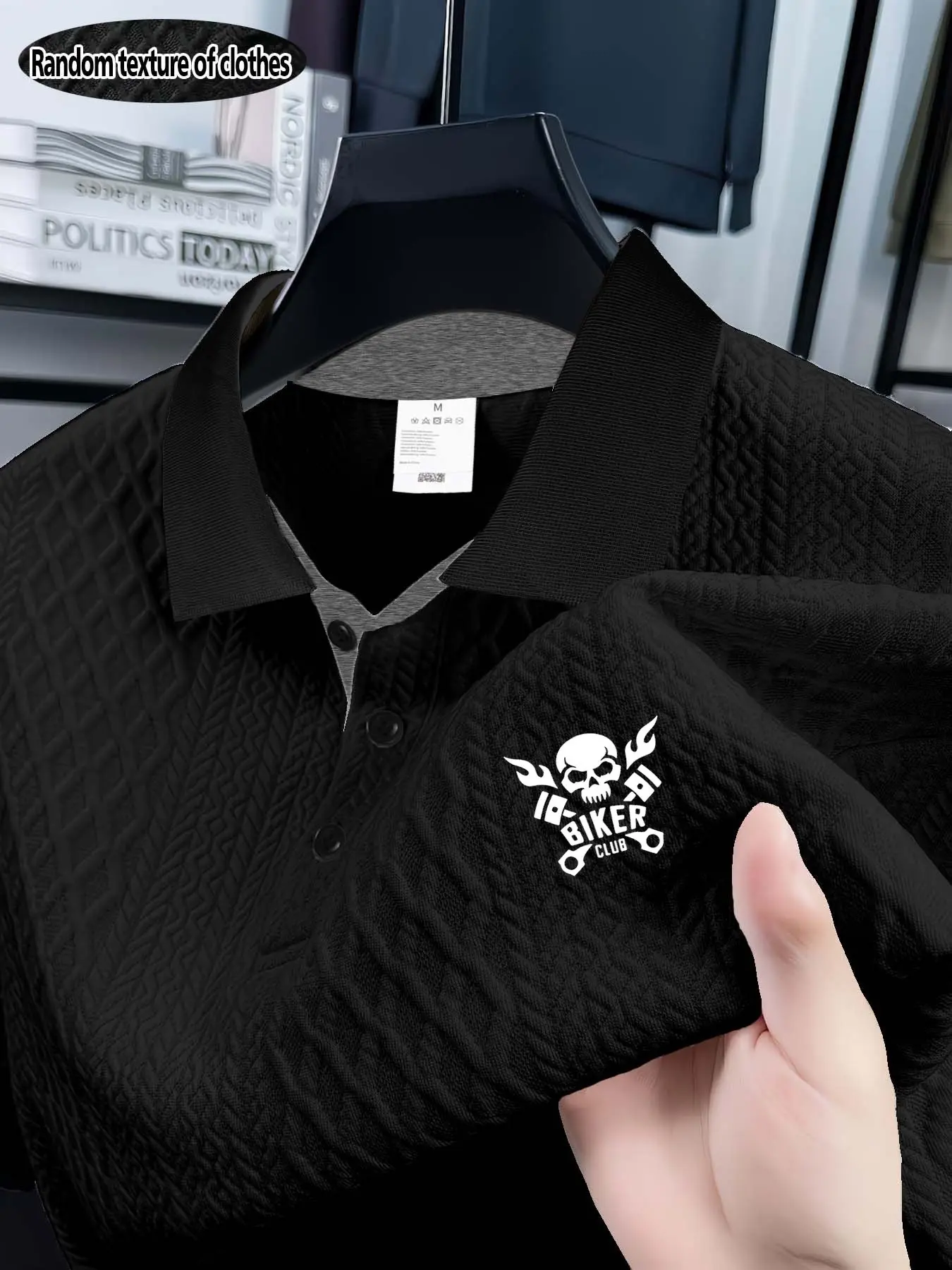 Men's Printed Textured Heavyweight Polo Shirt, Argyle Knit High-End Golf Casual Collar Short Sleeve, Business Style Polo Shirt, Summer Polos, Collared Polo Shirts