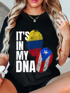 100% Cotton Puerto Rican And Colombian DNA Flag Heritage Gift T-Shirt