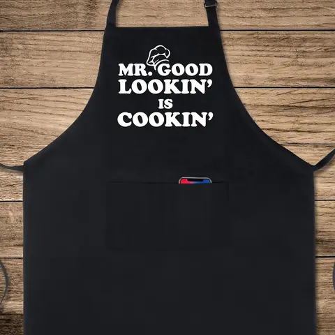 Novelty Cooking Apron - 100% Cotton All Purpose Adjustable Bib with 2 Pockets, Funny Black Style for Men Women, Ideal for BBQ Grilling Kitchen Use, Great Gift Option, Novelty Cooking Aprons, 100% Cotton Aprons