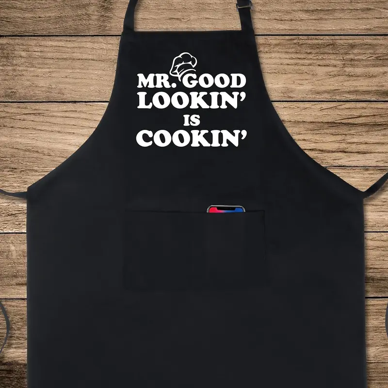 Novelty Cooking Apron - 100% Cotton All Purpose Adjustable Bib with 2 Pockets, Funny Black Style for Men Women, Ideal for BBQ Grilling Kitchen Use, Great Gift Option, Novelty Cooking Aprons, 100% Cotton Aprons