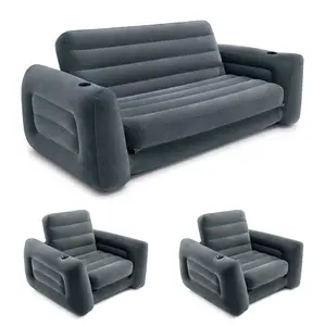 Intex Queen Size Inflatable Pull-Out Sofa Bed Couch and Chair Sleeper, Dark Gray Intex Queen Size Inflatable Pull-Out Sofa Bed Couch and Chair Sleeper, Dark Gray