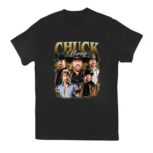 Chuck Norris Actor Graphic Tee: Vintage Retro Bootleg Style T-Shirt JD6