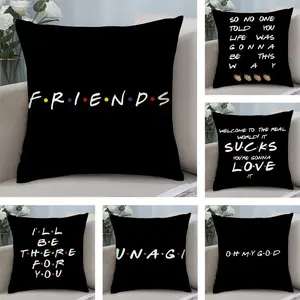 PIKPAKA F-Friends TV Show Funny Quotes Cushion Cover Soft Short Plush Fabric Double-Sided Print Organic Breathable Sofa Pillow Case, Home Machine Washable In Warm Winter Perfect For Home Decor Warm Winter Home Child Gift