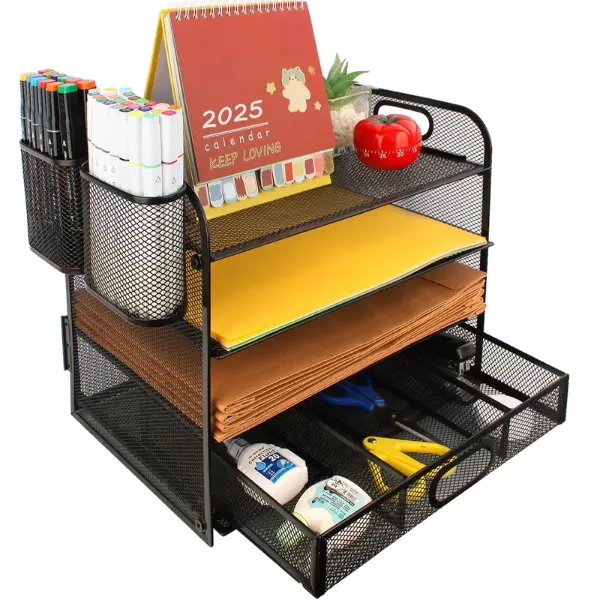 4-Tier Desk Organizer, New Office Supplies, Metal Desktop File Organizer & Storage, 1 Pack